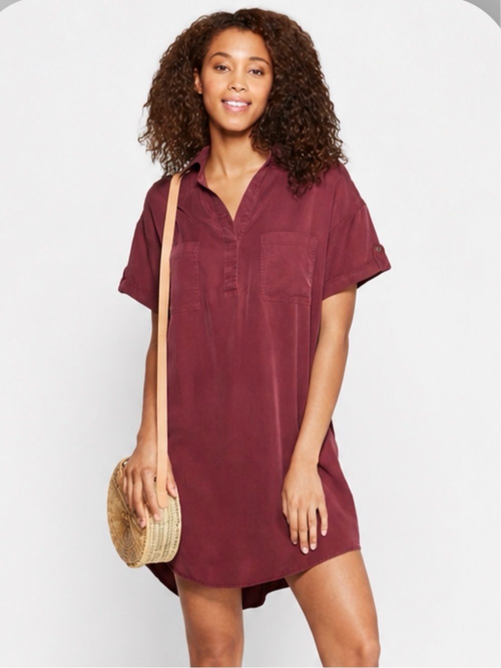 Universal Thread Shirt Dress Burgundy Size Small‎